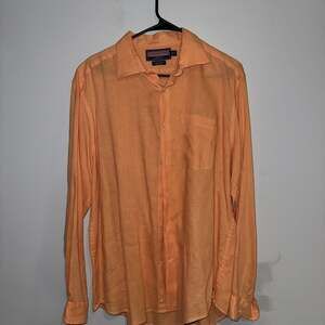 Vineyard‎ Vines 100% Linen Button Down Shirt Mens Medium Orange Blossom